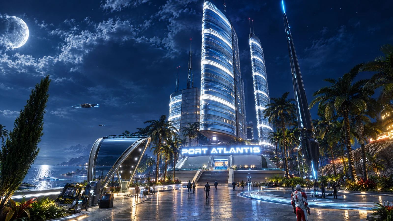 Cinematic artwork of Port Atlantis City