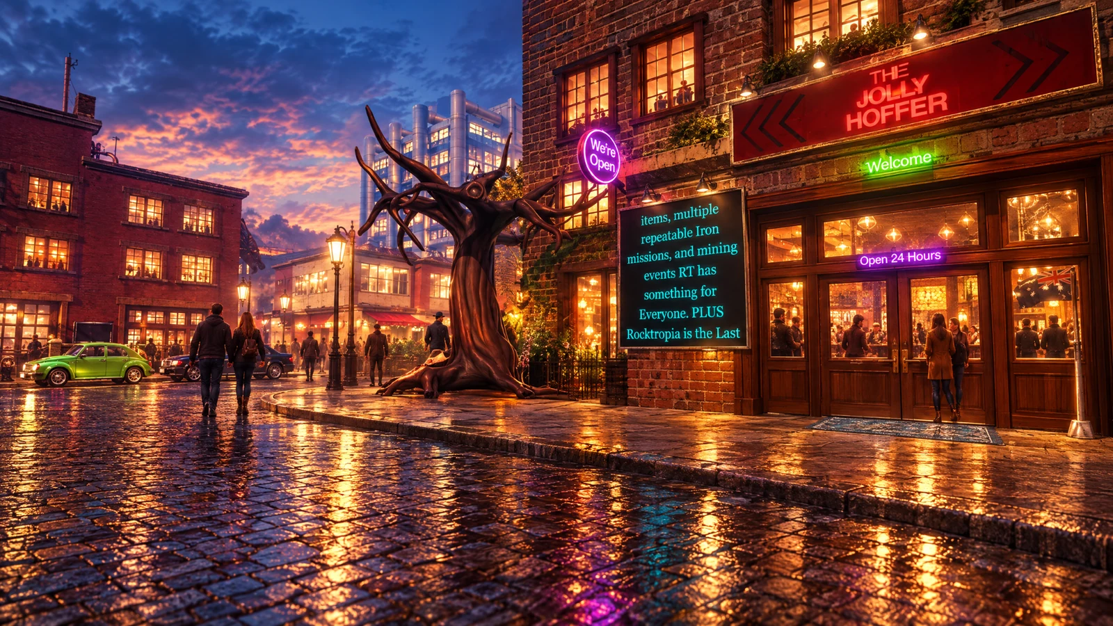 Cinematic artwork of Tangerine Pub Shops